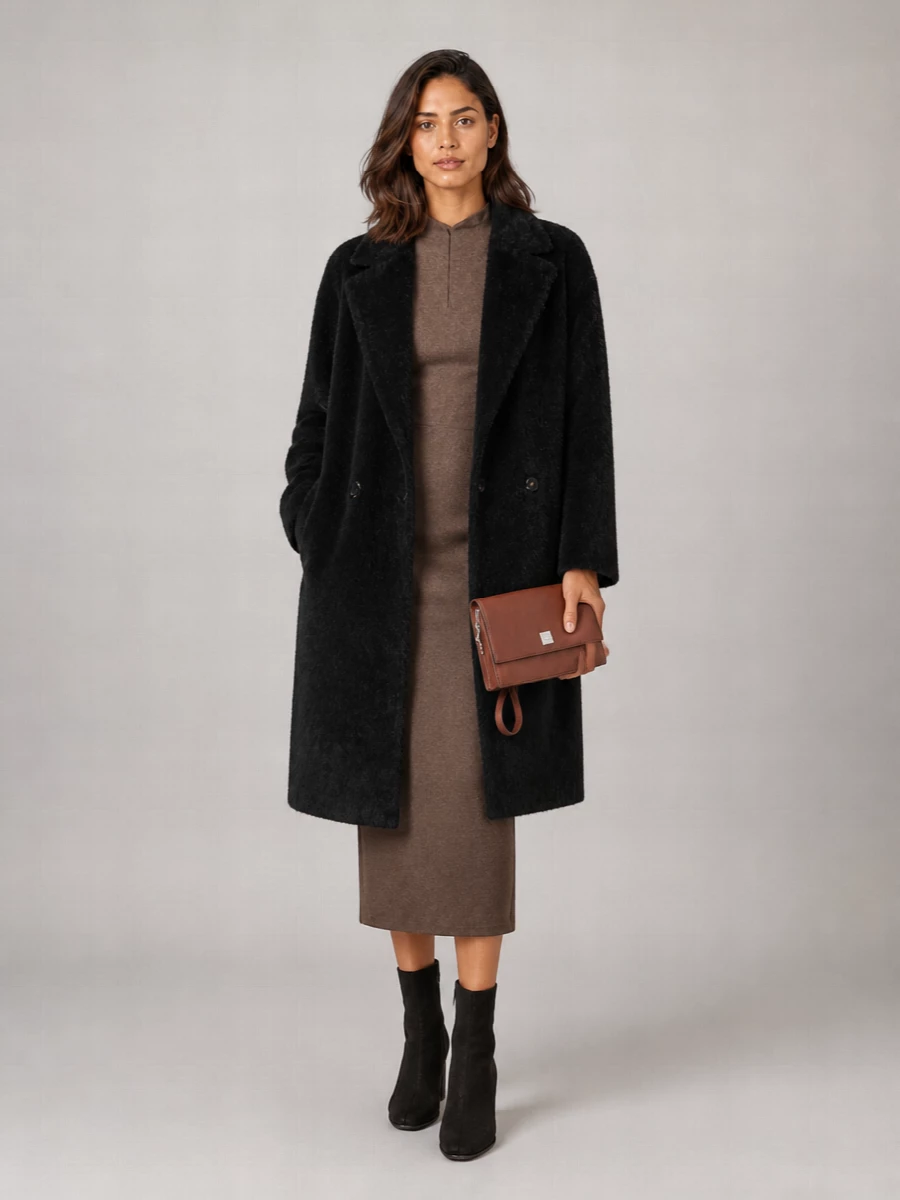 S Max Mara alpaca virgin wool double-breasted fitted jacket