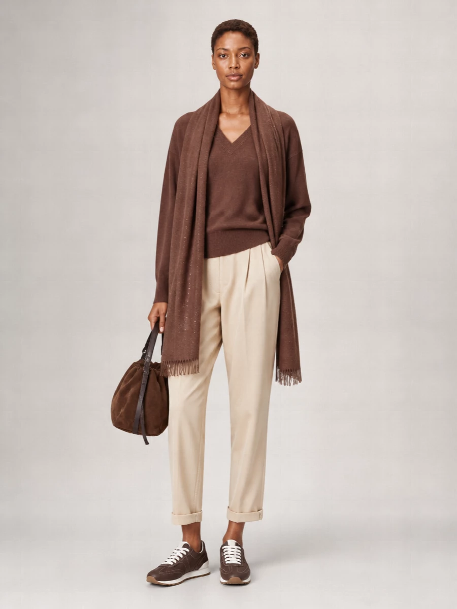 Brunello Cucinelli Cashmere V-Neck Long-Sleeve Sweater
