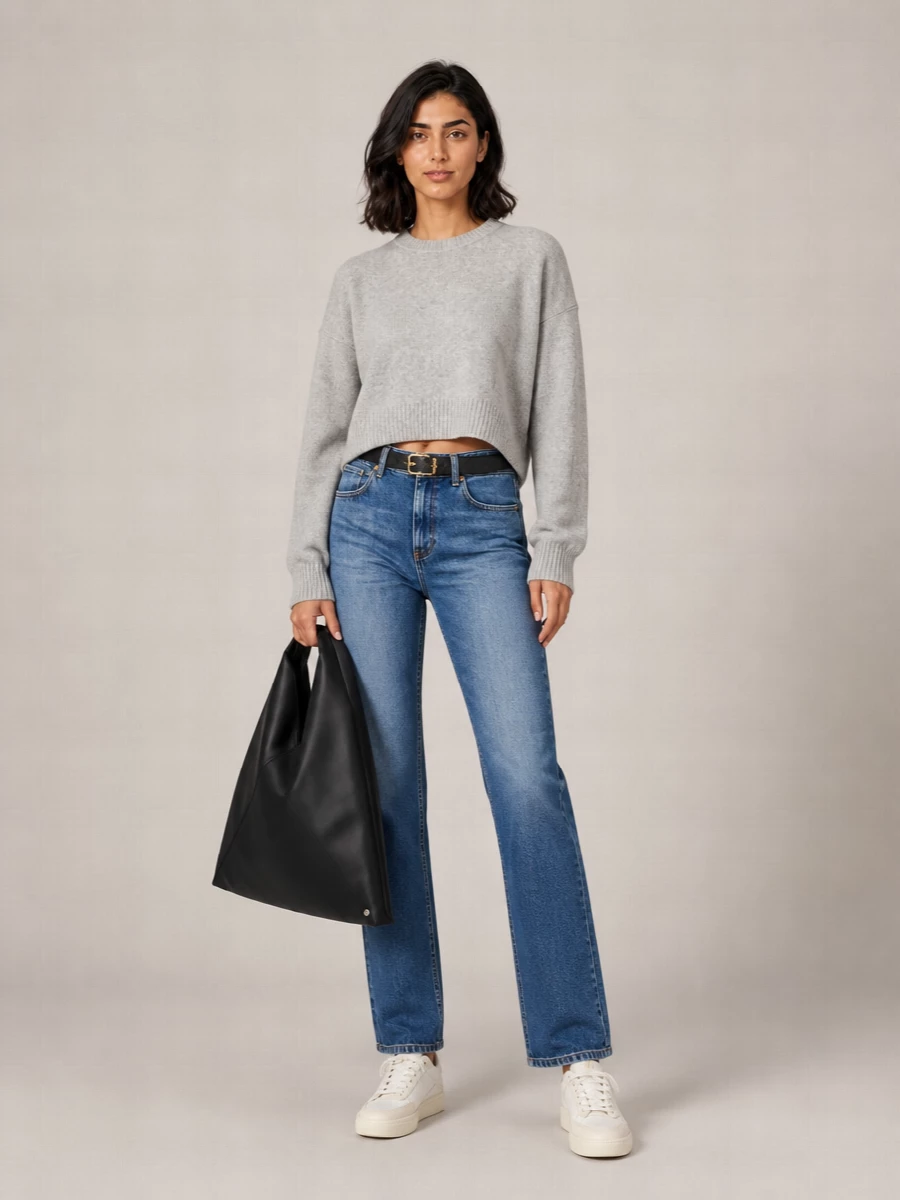 Calvin Klein Wool Cropped Relaxed-Fit Sweater