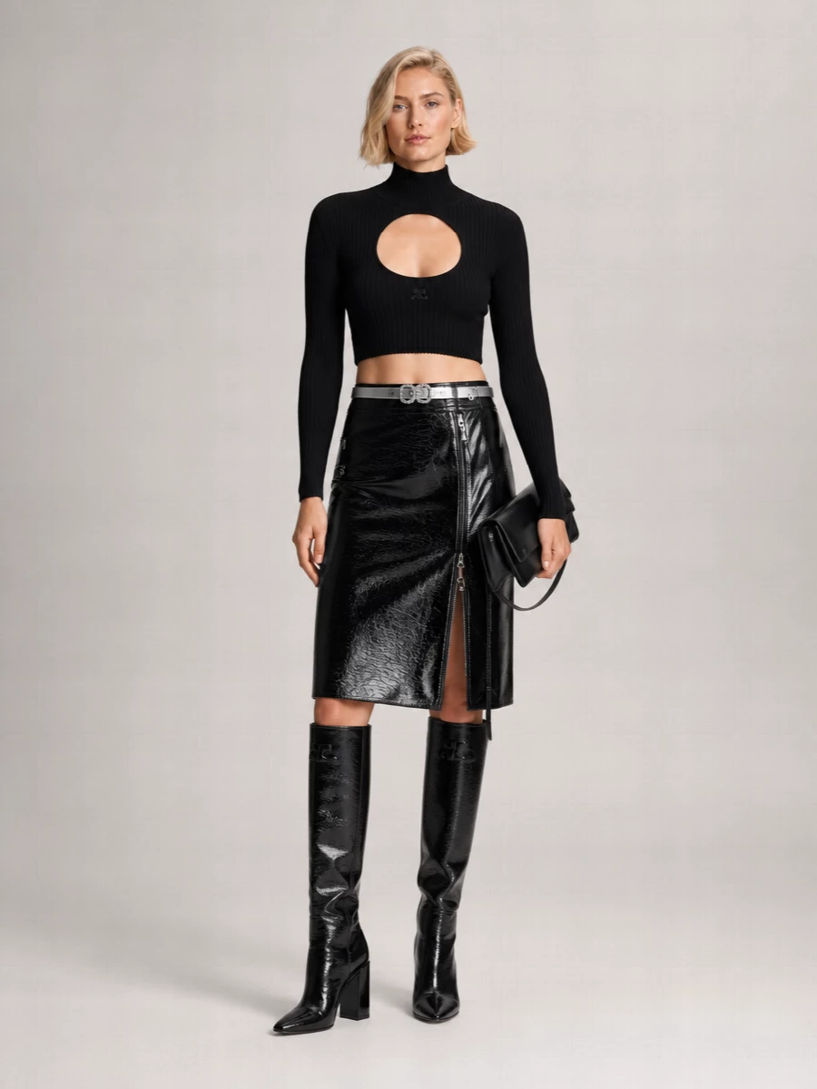 Courrèges Vinyl Midi Skirt
