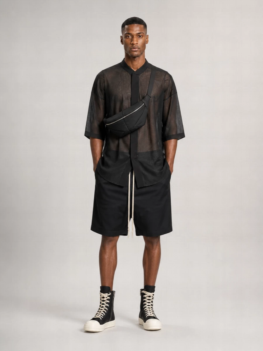 Rick Owens Drkshdw Denim High-Top Sneakers