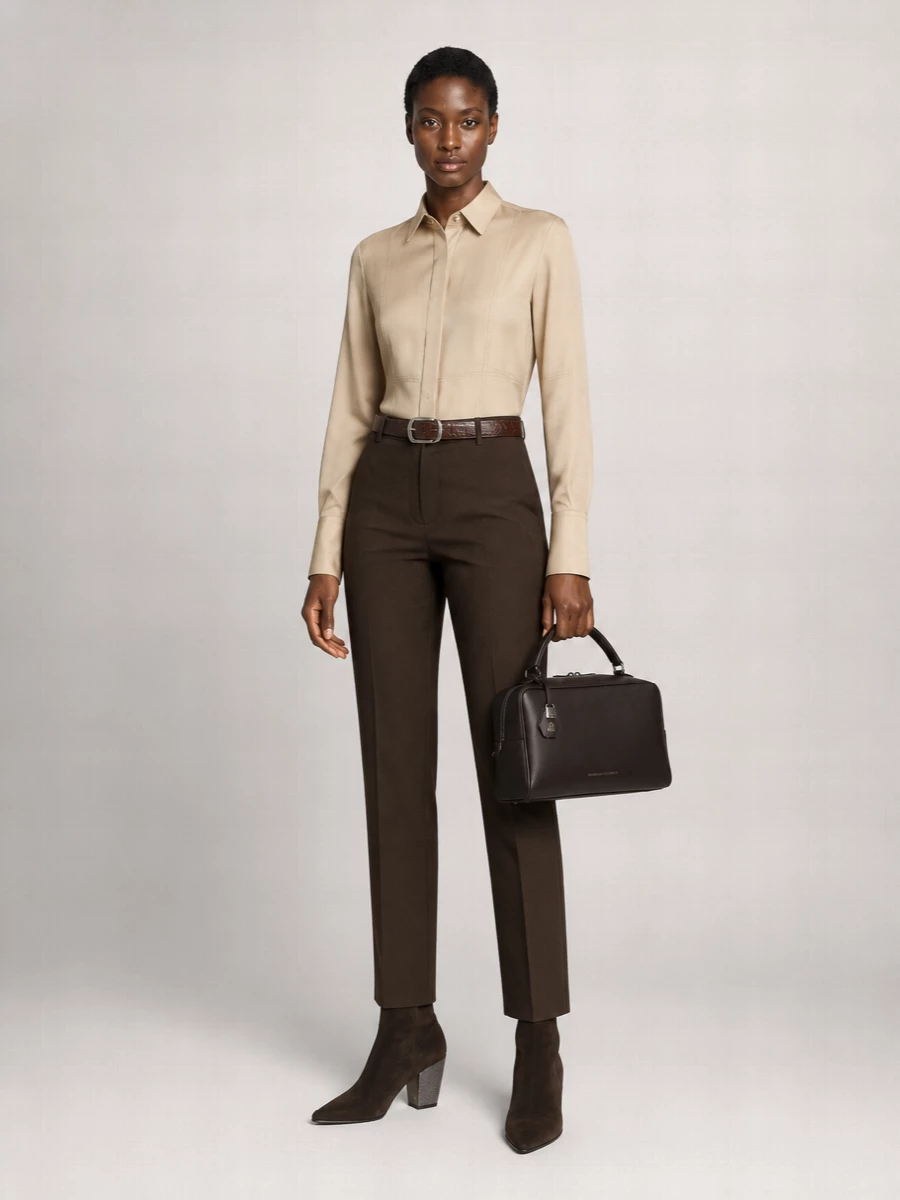 Brunello Cucinelli Silk Satin Panelled Shirt