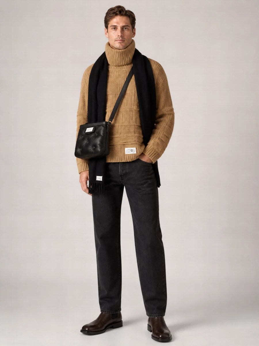 Mm6 Maison Margiela Wool Distressed Ribbed Turtleneck Jumper