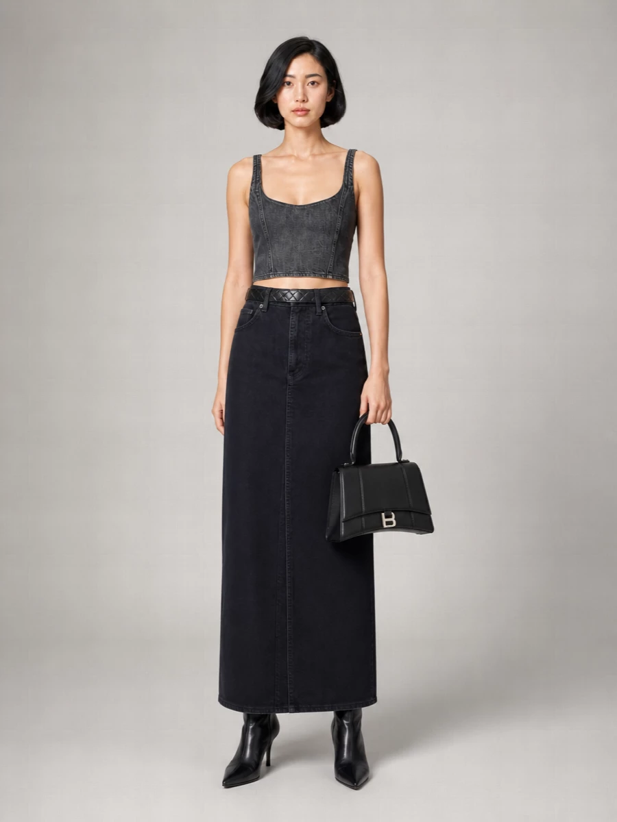 Balenciaga Denim Straight Skirt