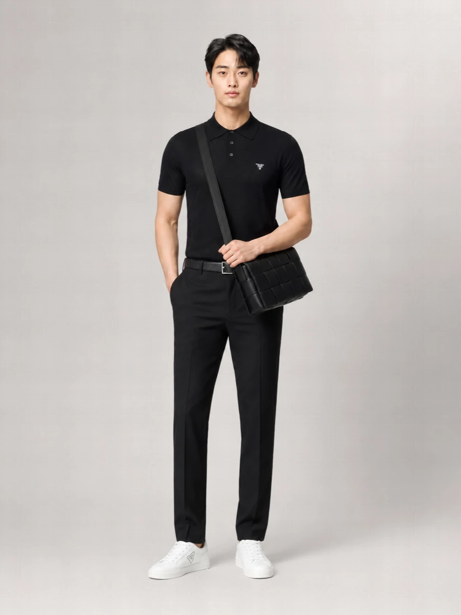 Prada Wool Short-Sleeve Polo Shirt
