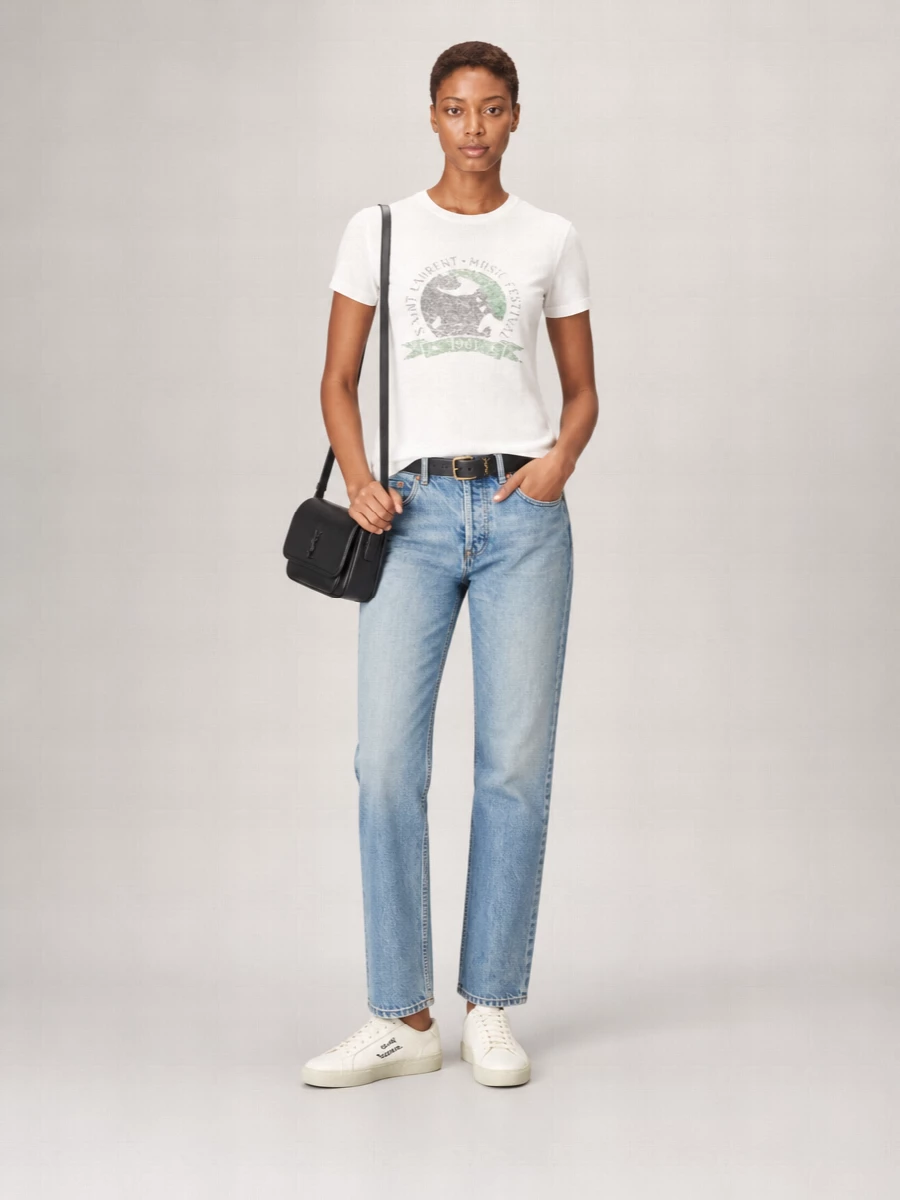 Saint Laurent Leather Cassandre Thin Belt
