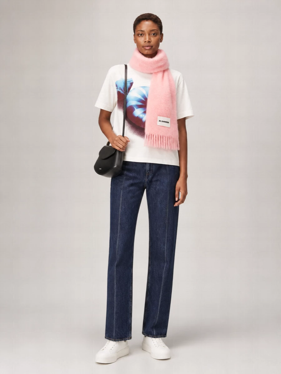 Jil Sander Cotton Oversized Ribbed Crew-Neck Logo-Print T-Shirt
