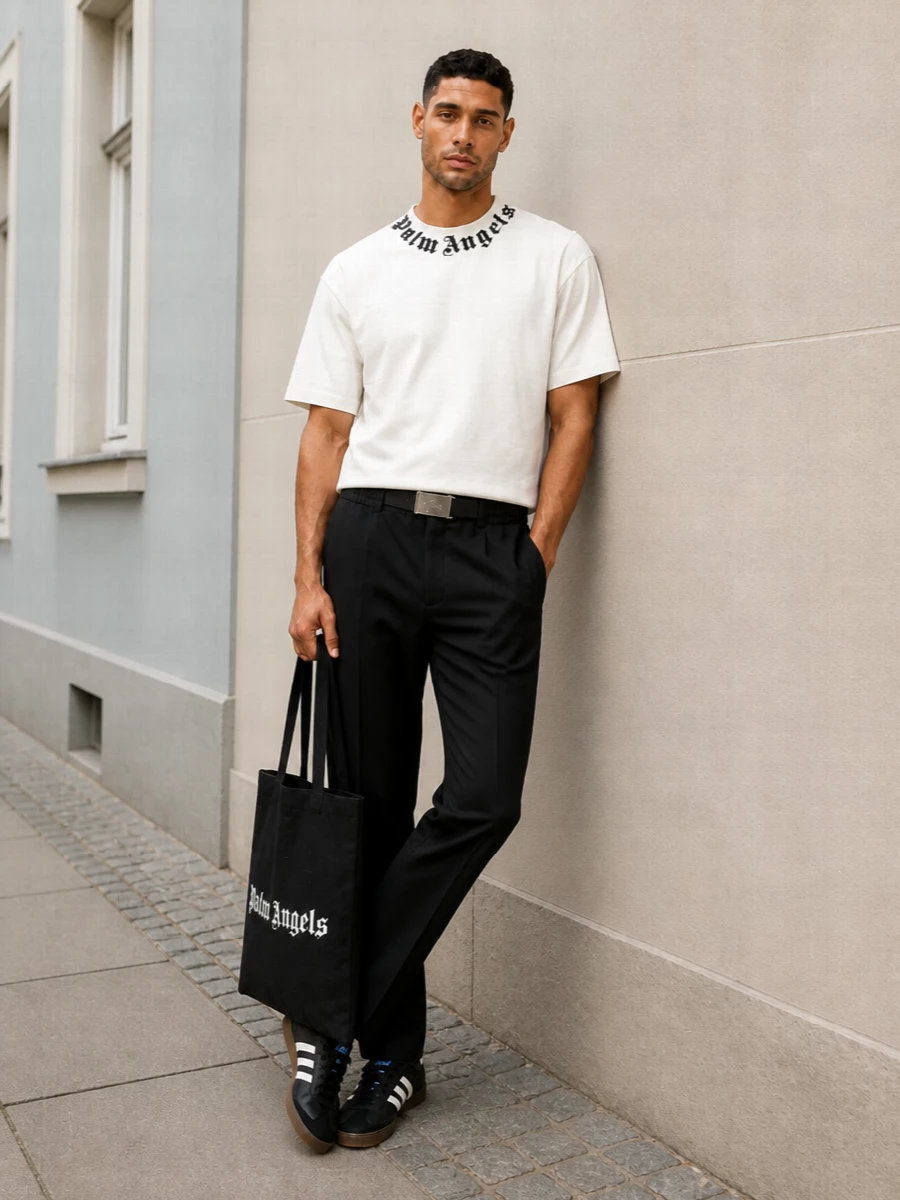 Palm angels track pants logo tee sneakers