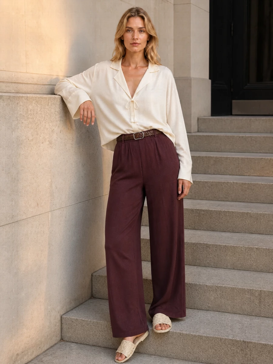 Forte forte satin blouse wide leg trousers outfit