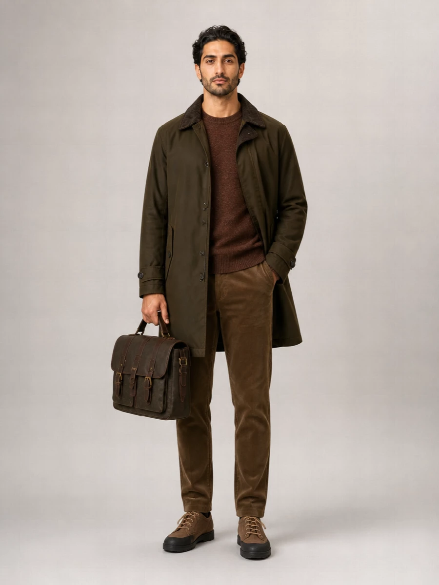 Baracuta waxed cotton single breasted coat