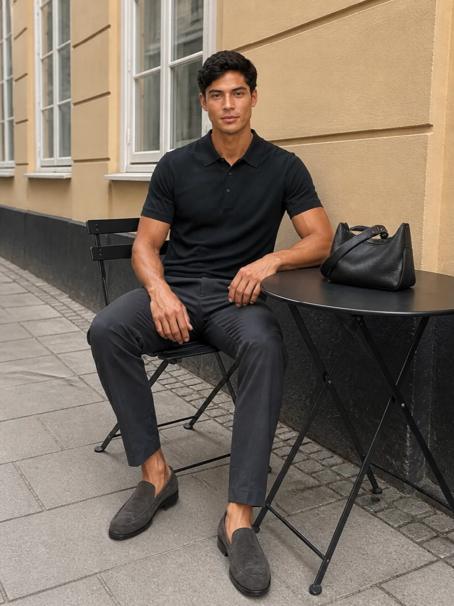 Jil sander polo charcoal trousers loafers