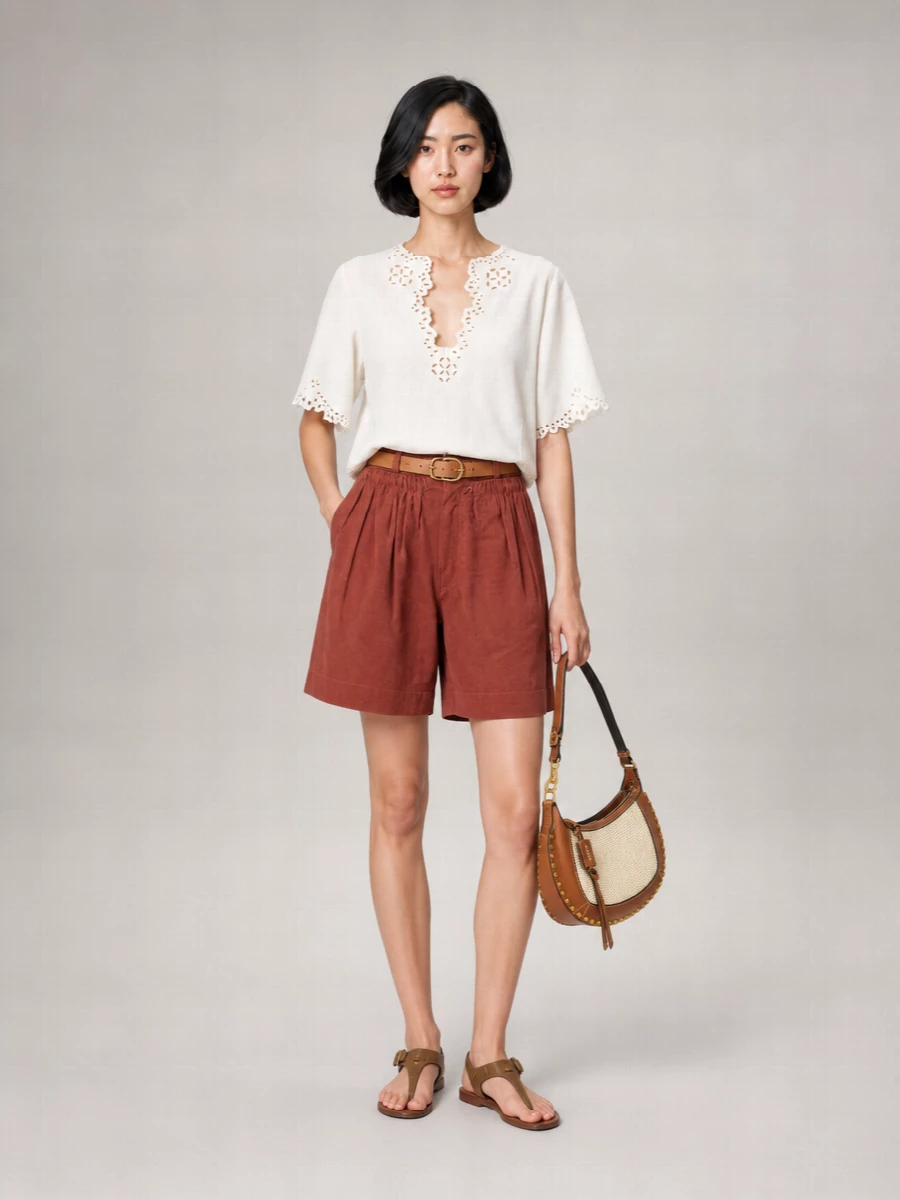 Isabel Marant Ingrid Wide-Leg Knee-Length Cotton Shorts