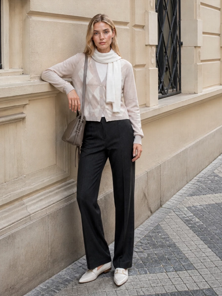 Our legacy cardigan pinstripe trousers tods loafers