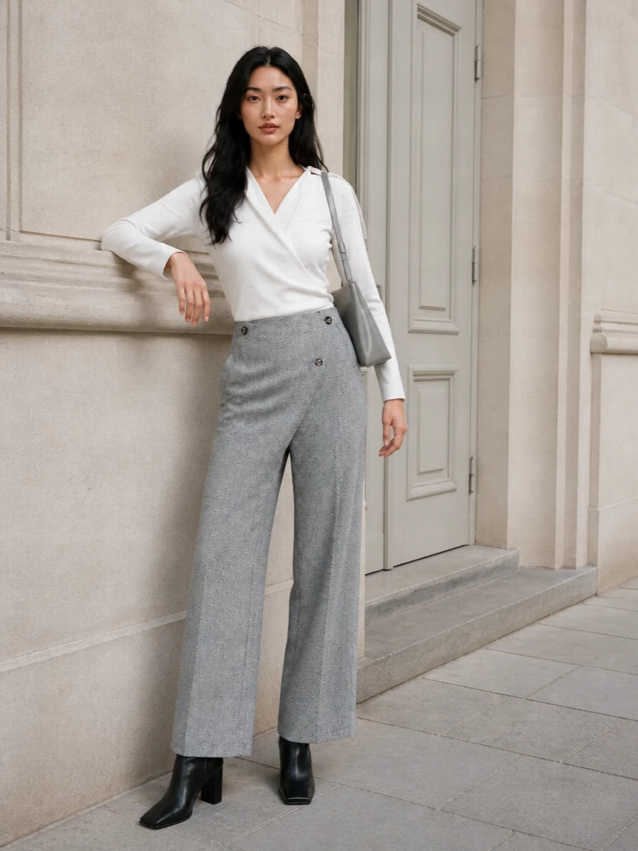 Courreges wide leg trousers prada grey shoulder bag