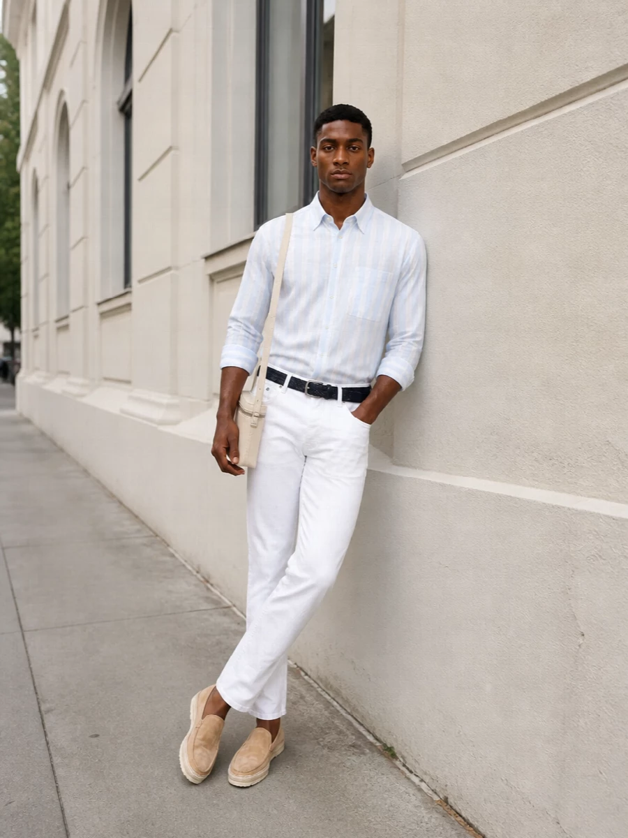 Jacquemus shirt white jacob cohen trousers outfit