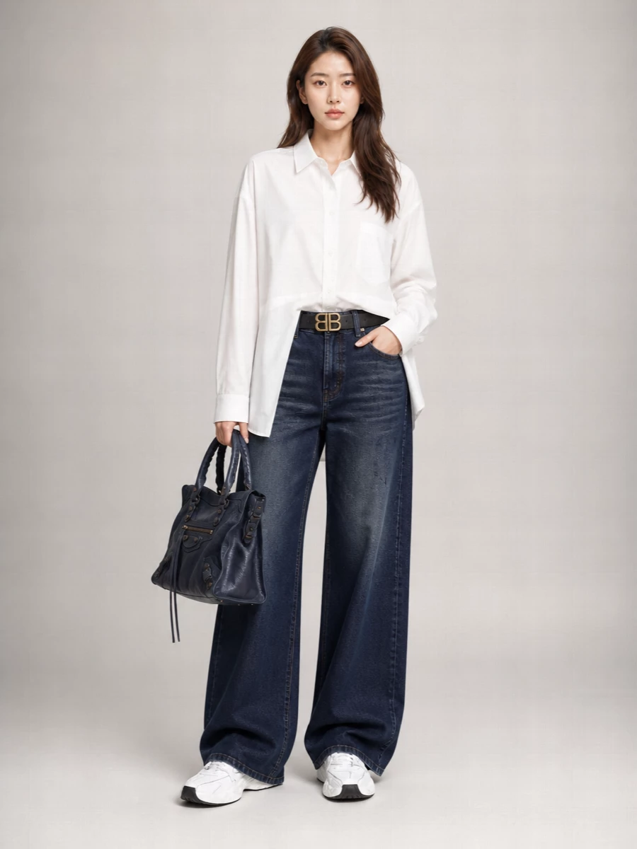 Balenciaga Denim Low-Rise Wide-Leg Jeans