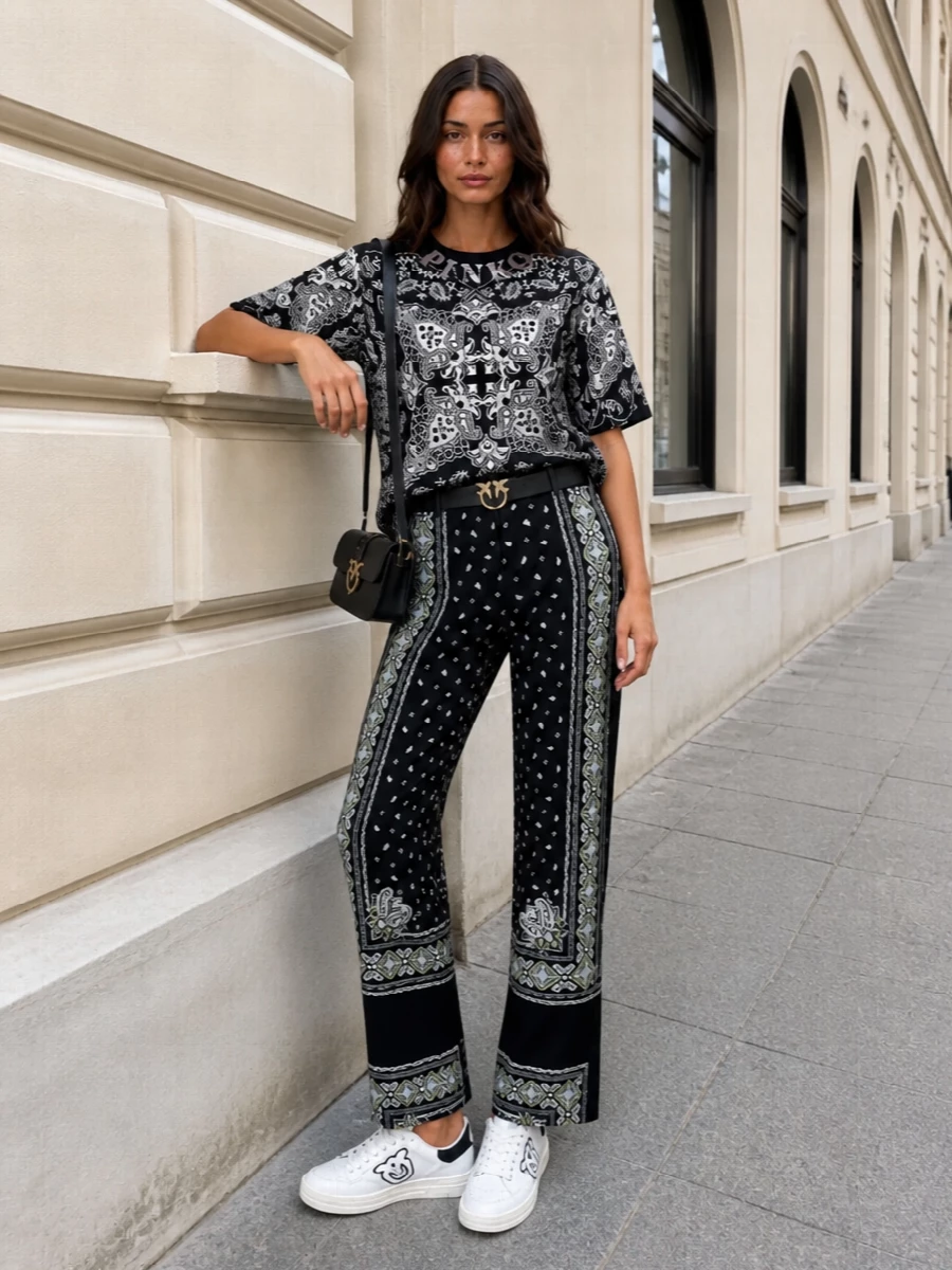 Pinko bandana trousers black logo tee outfit