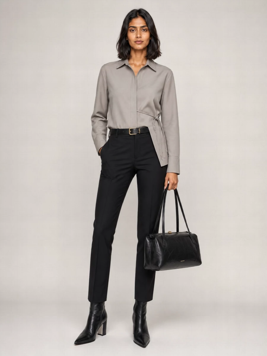 Jil Sander Wool Straight Leg Tailored Trousers