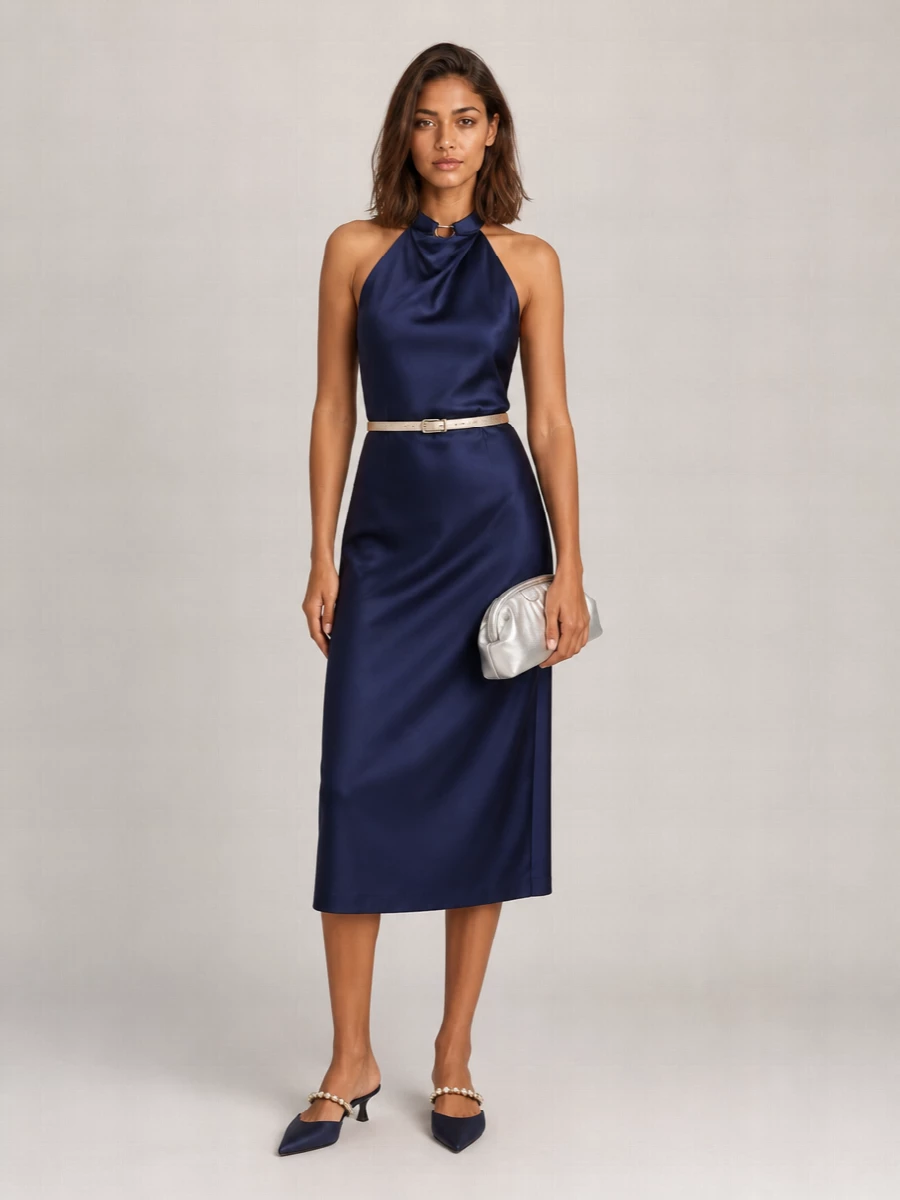 Stella Mccartney Satin Draped Halterneck Sleeveless Top