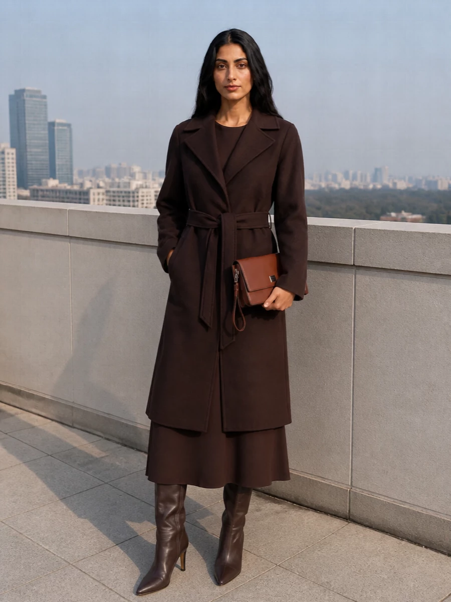 Max mara chocolate coat brown column dress