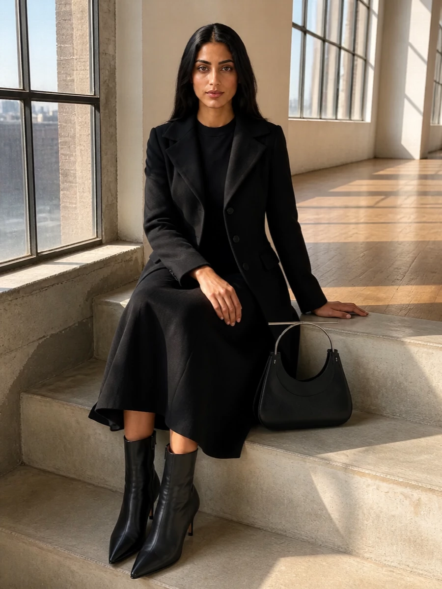 Alexander mcqueen black knit midi dress outfit