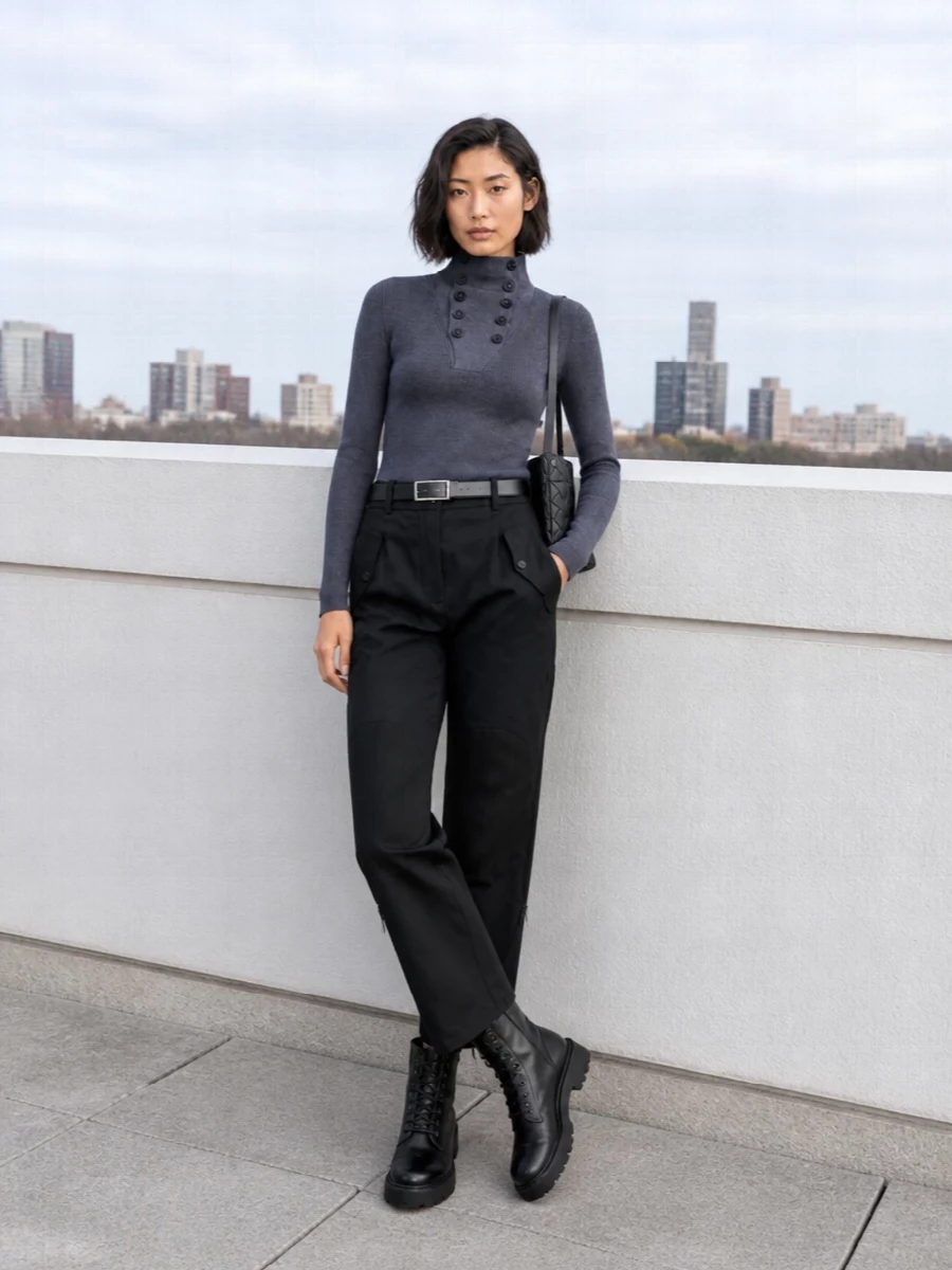 Paloma wool utility trousers ribbed knit boots