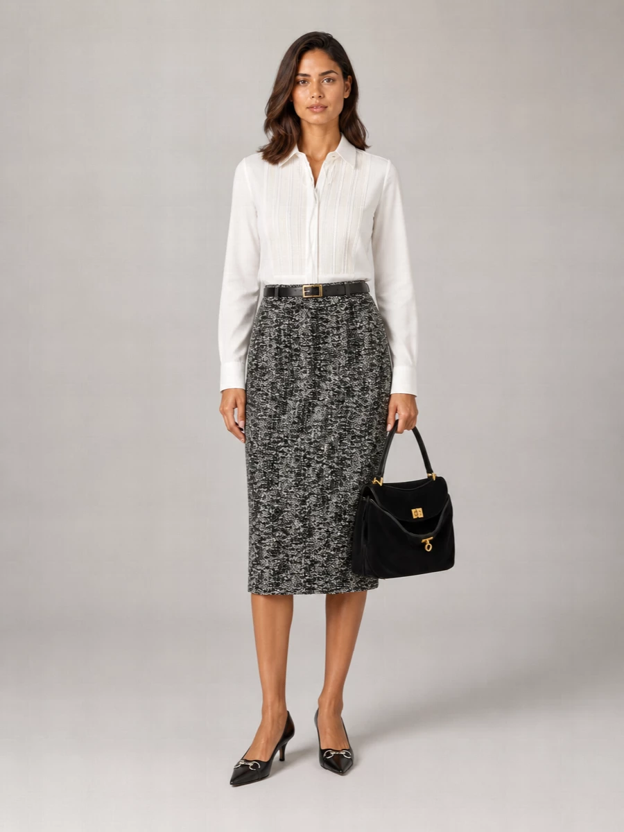 Gucci Bouclé Midi Pencil Skirt