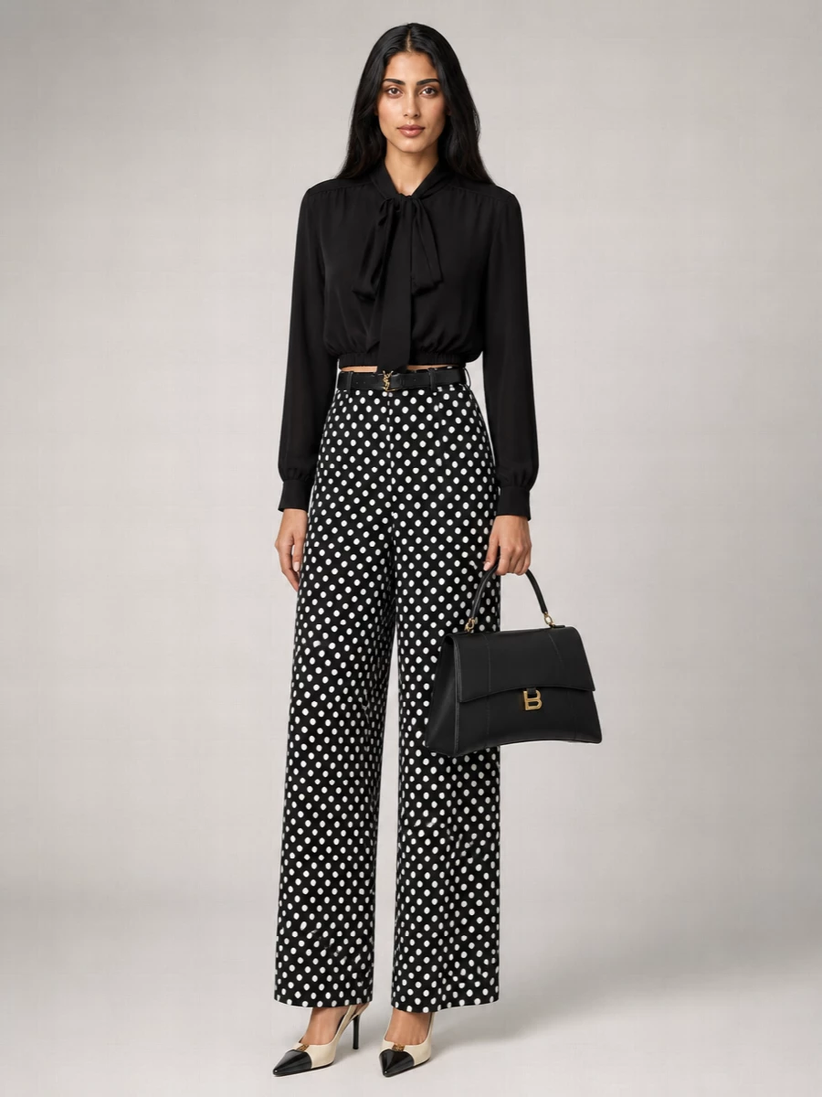 Saint Laurent Polka-Dot Wide-Leg Trousers