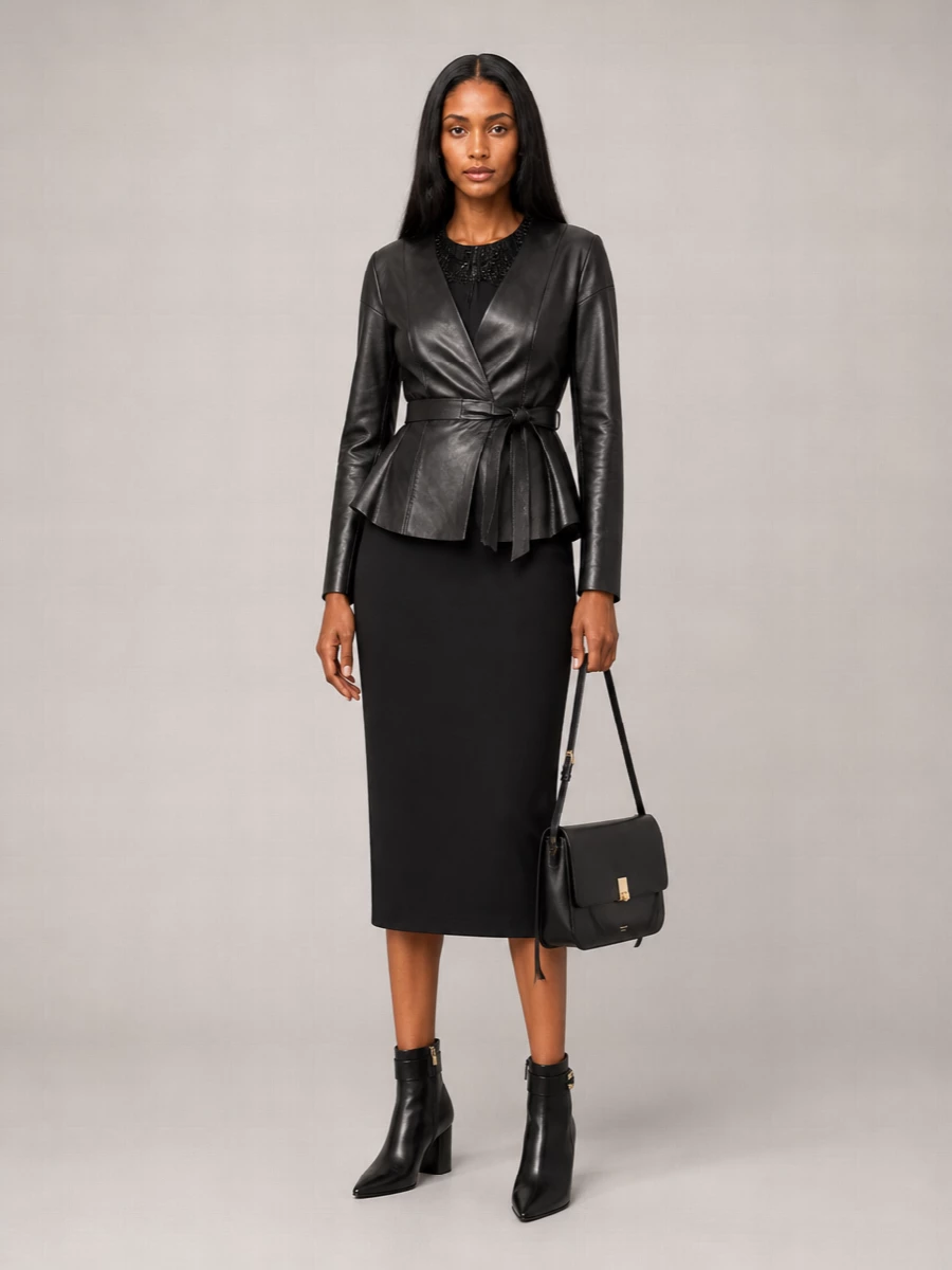 Alberta Ferretti leather single-breasted coat