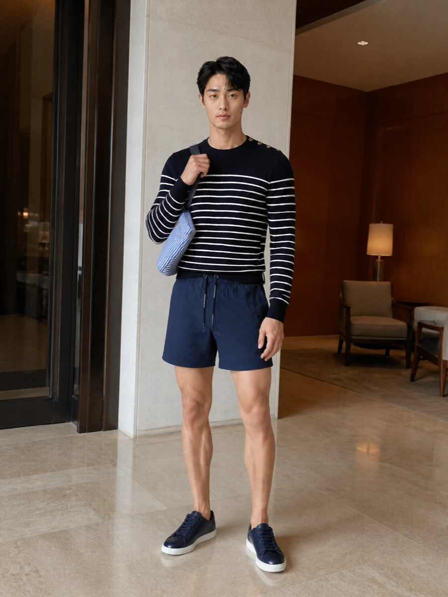 Dolce gabbana navy swim shorts breton knit