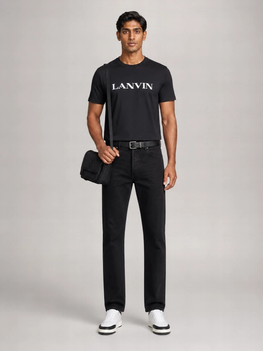 Lanvin Logo Print Cotton Short Sleeve T-Shirt