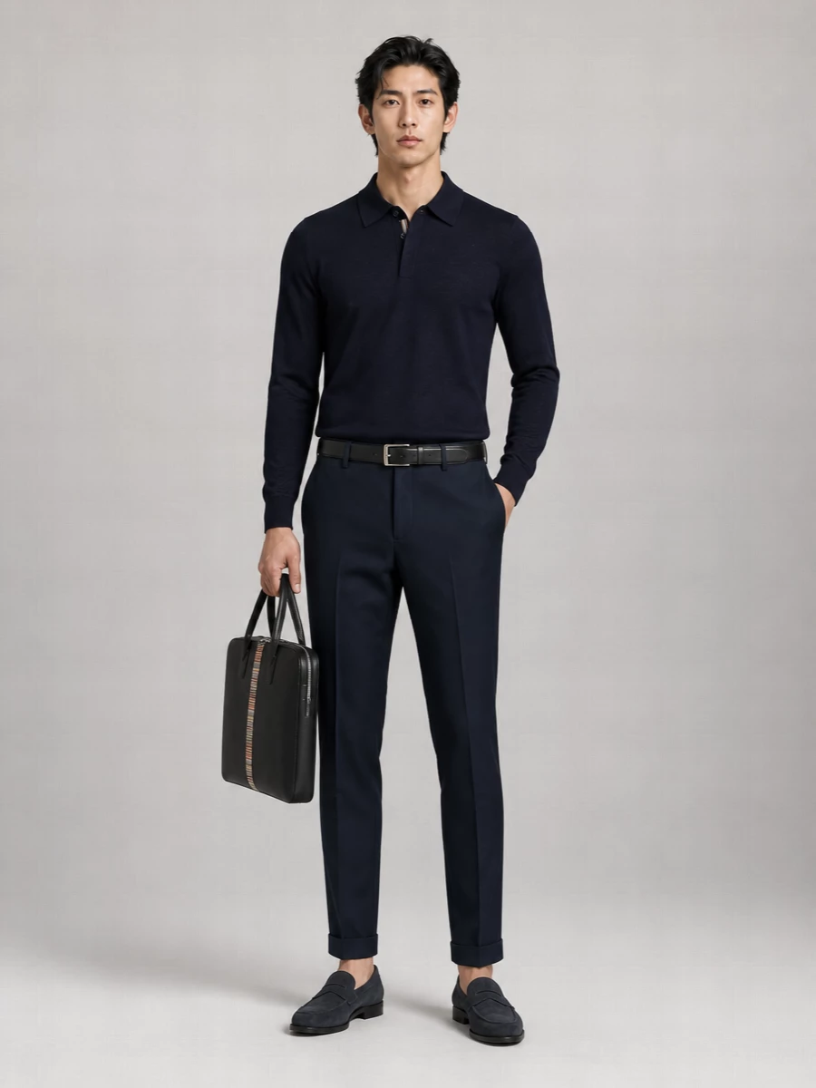 Paul Smith Merino Wool Long-Sleeve Polo Sweater