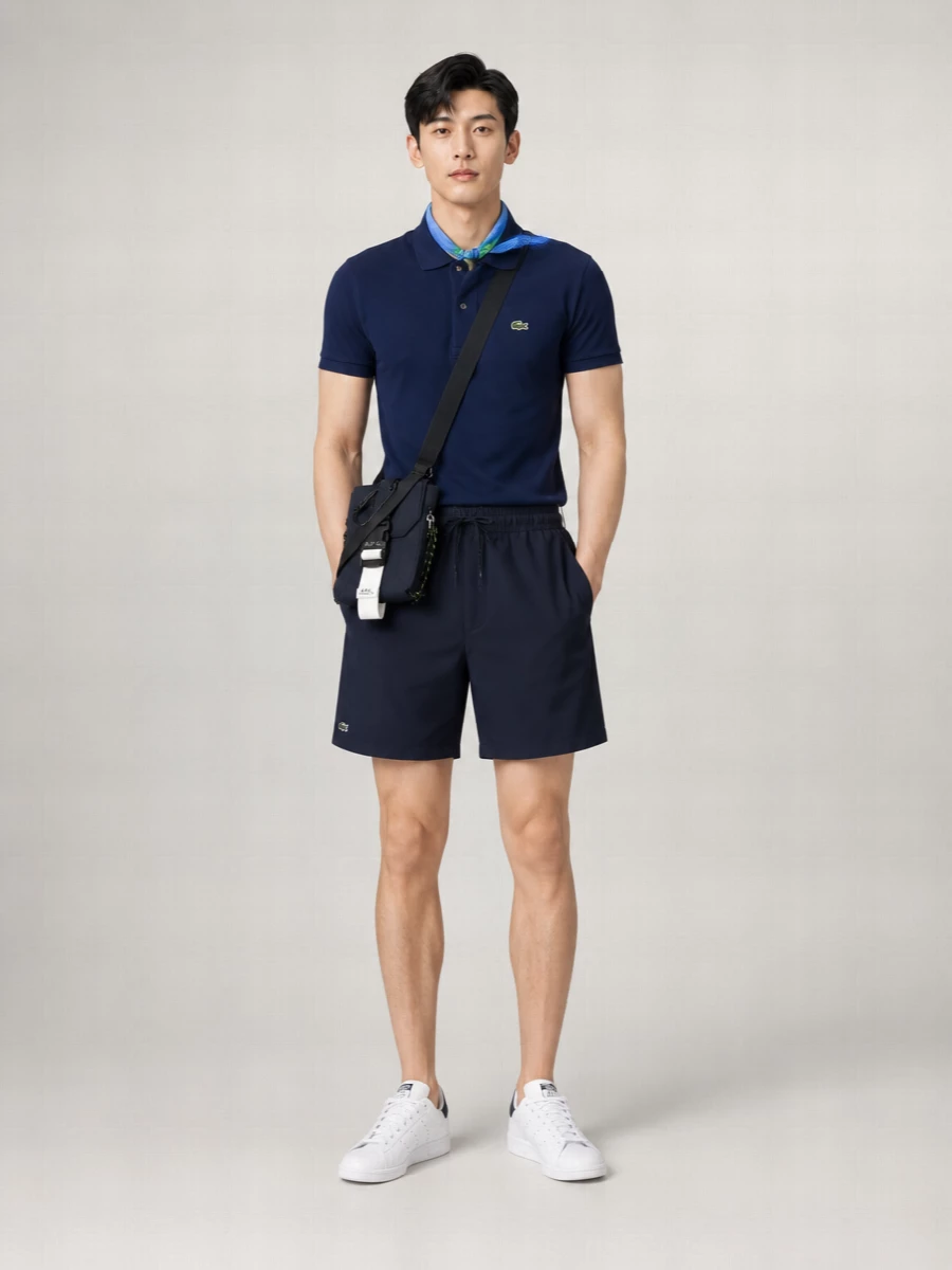 Lacoste Straight Hem Shorts With Elastic Waistband And Pockets