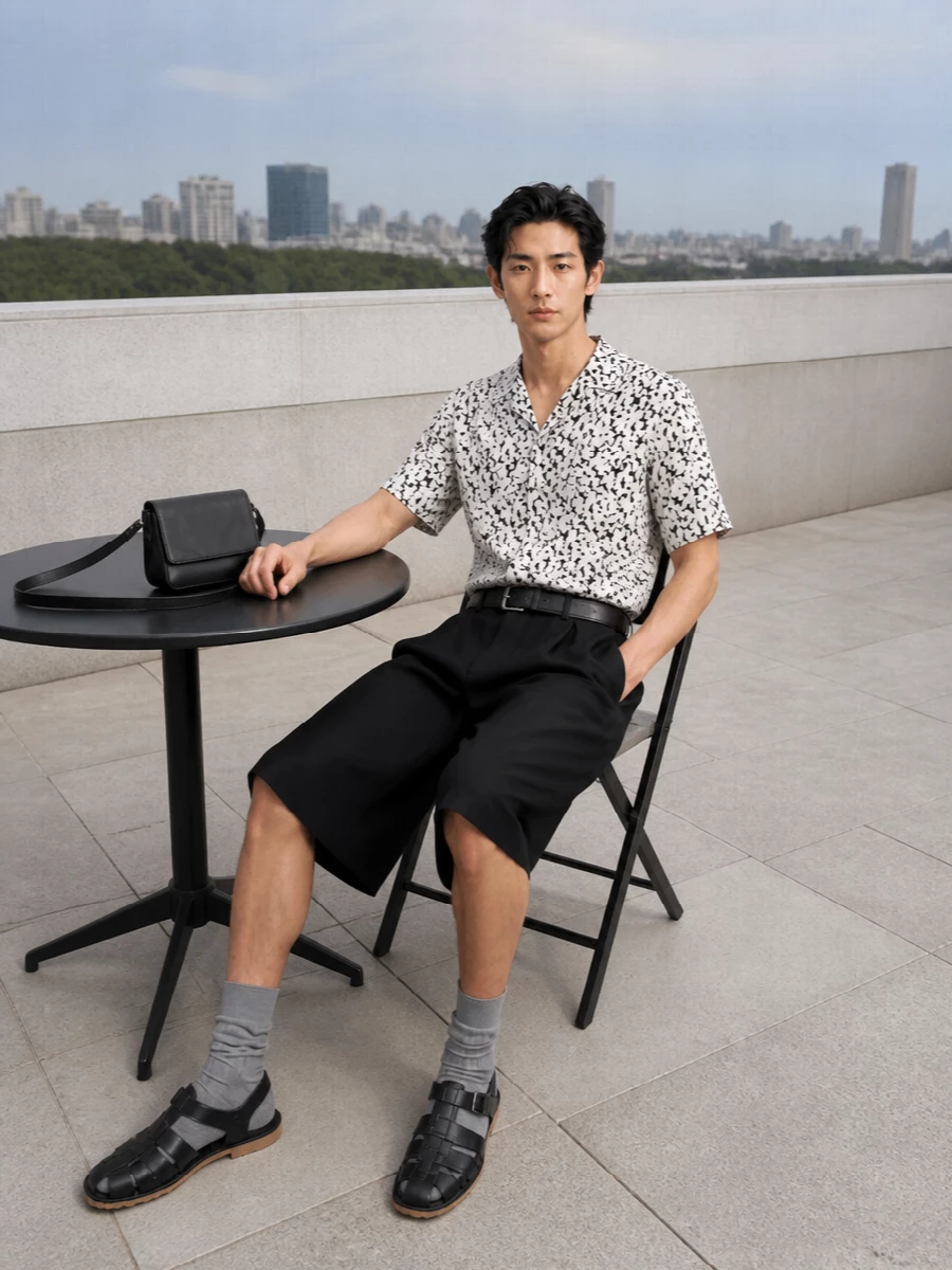 Dries van noten wide shorts floral camp shirt