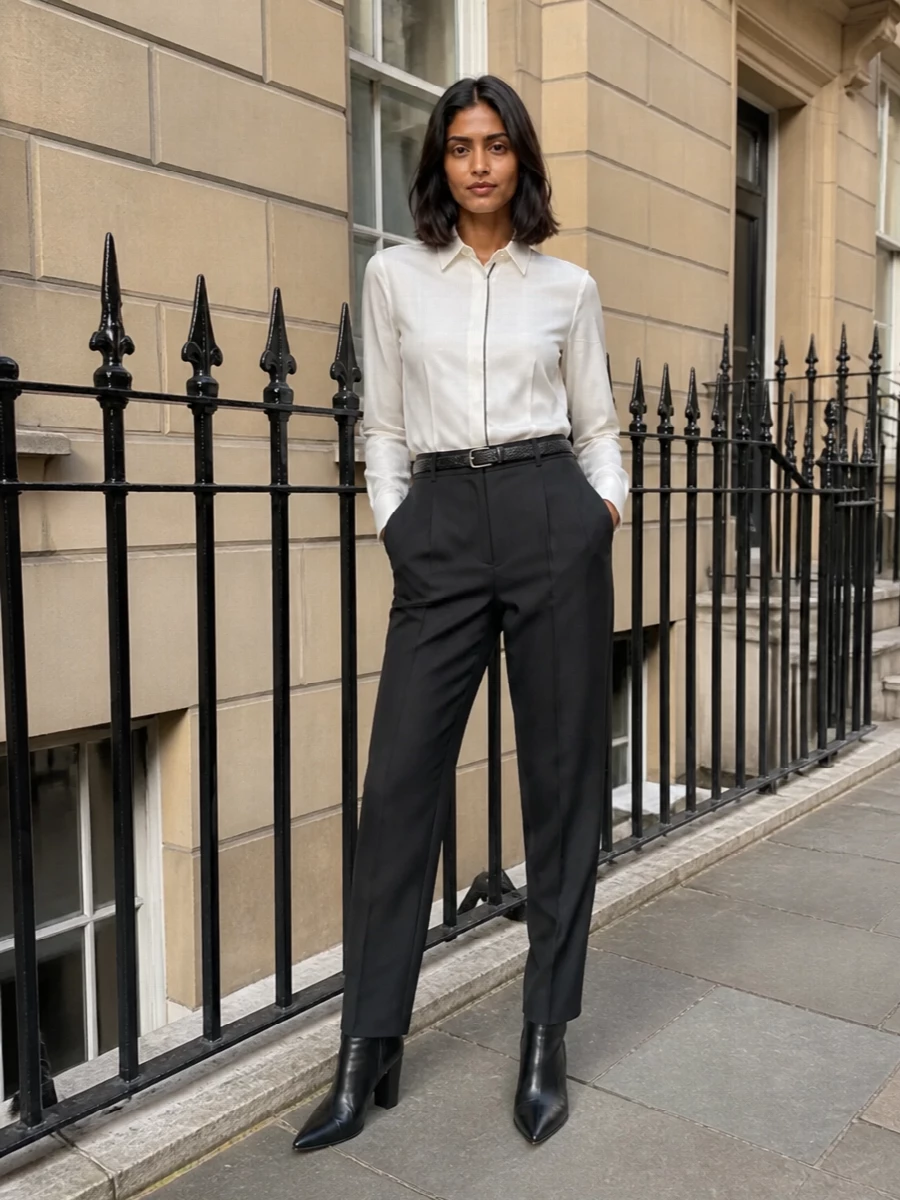 Brunello cucinelli charcoal trouser ivory shirt