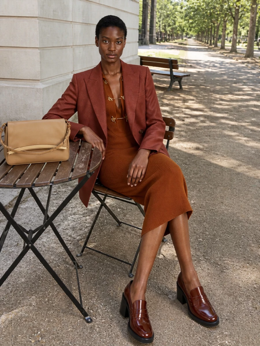 Blaze milano terracotta blazer rust midi dress