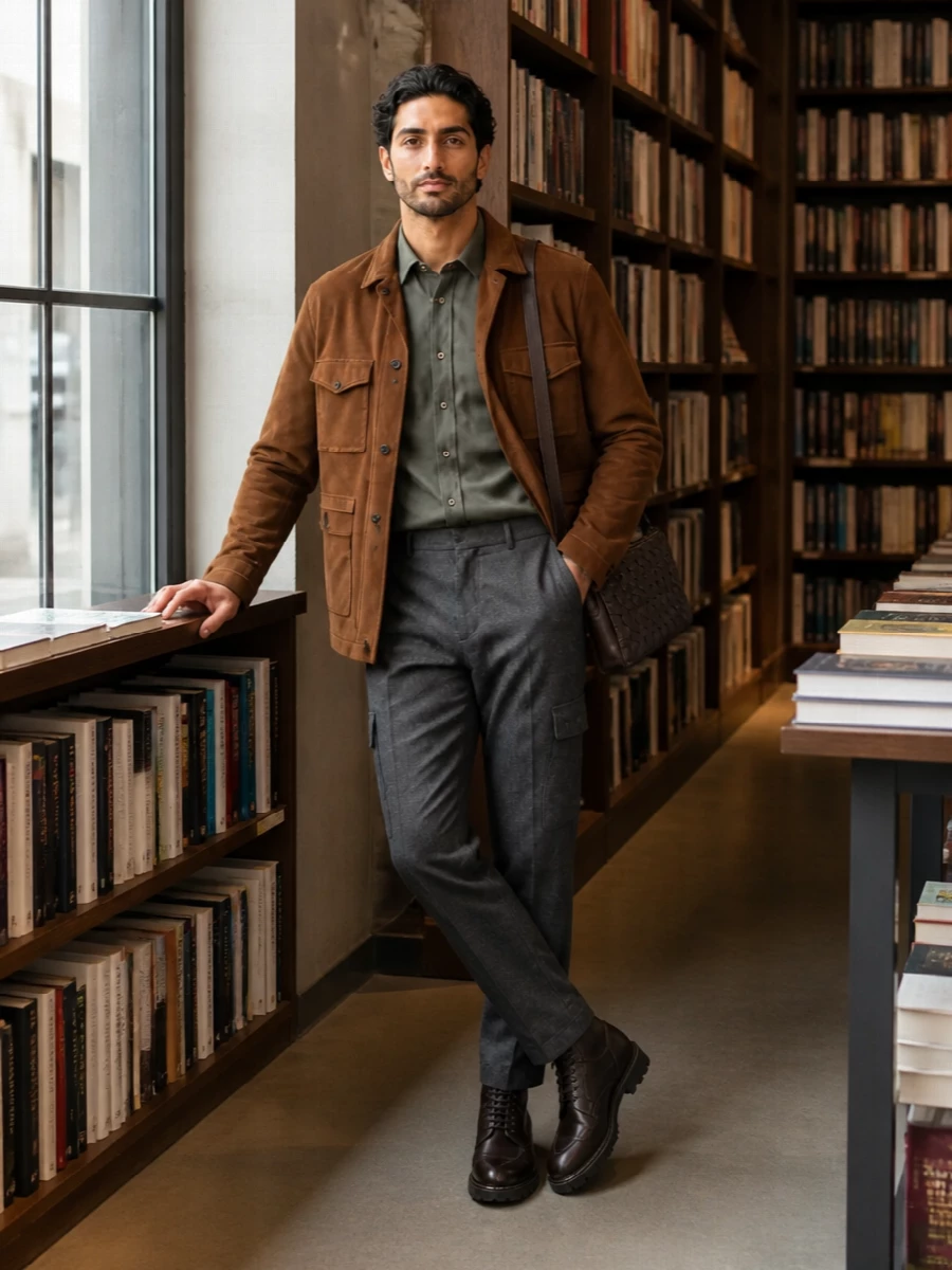 Boglioli field jacket charcoal cargo outfit
