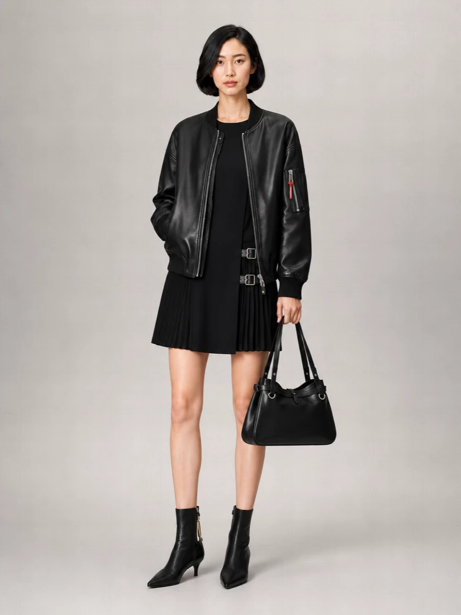 Dsquared2 Leather Oversized Bomber Jacket