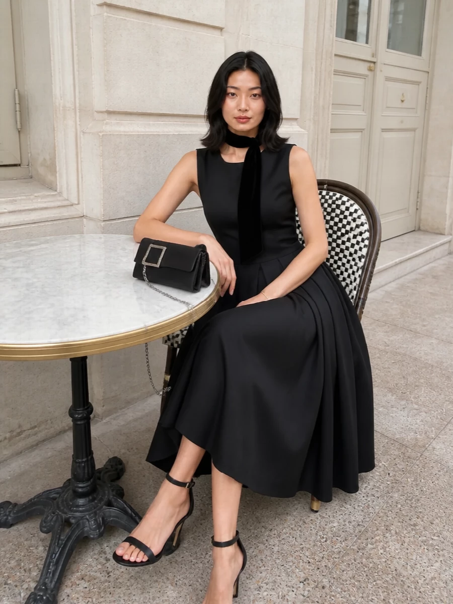 Magda butrym black midi dress evening outfit