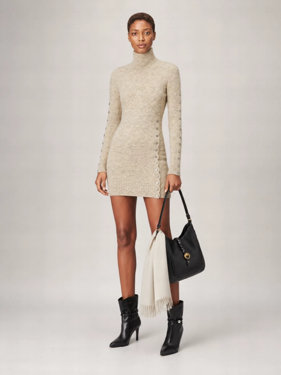 Isabel Marant Turtleneck Long-Sleeve Mini Sweater Dress