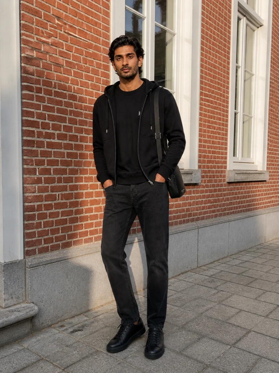Dolce gabbana black hoodie jeans outfit