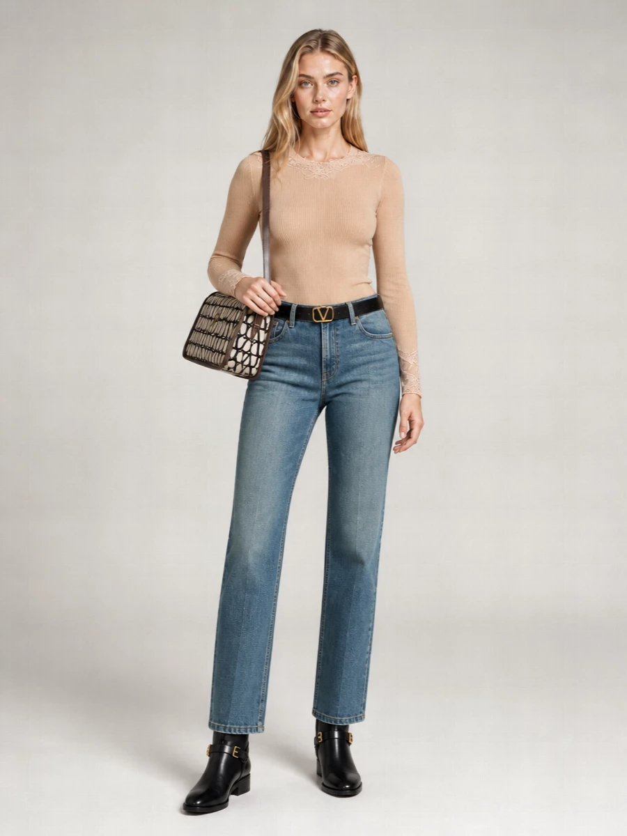 Valentino Garavani Denim Straight-Leg Trousers