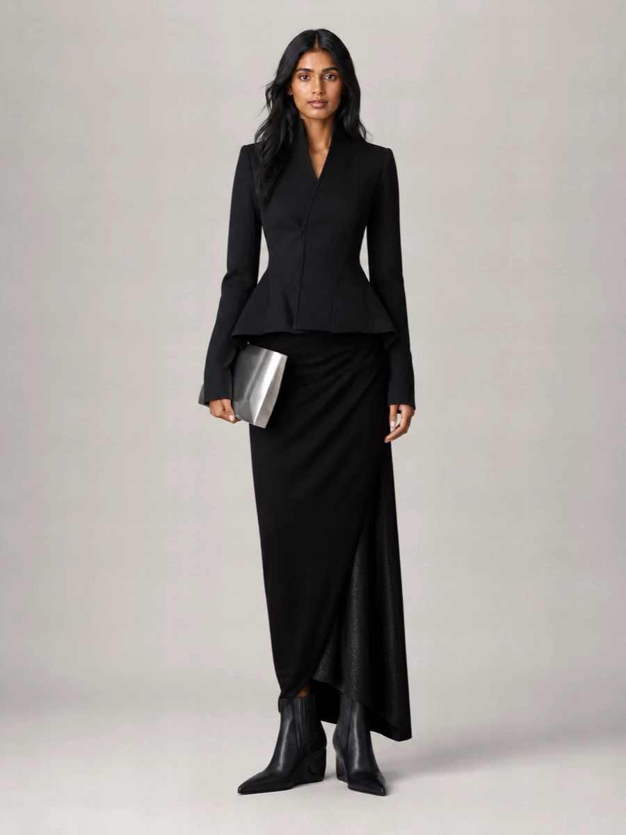 Rick Owens Alpaca Wool Single Breasted Coat