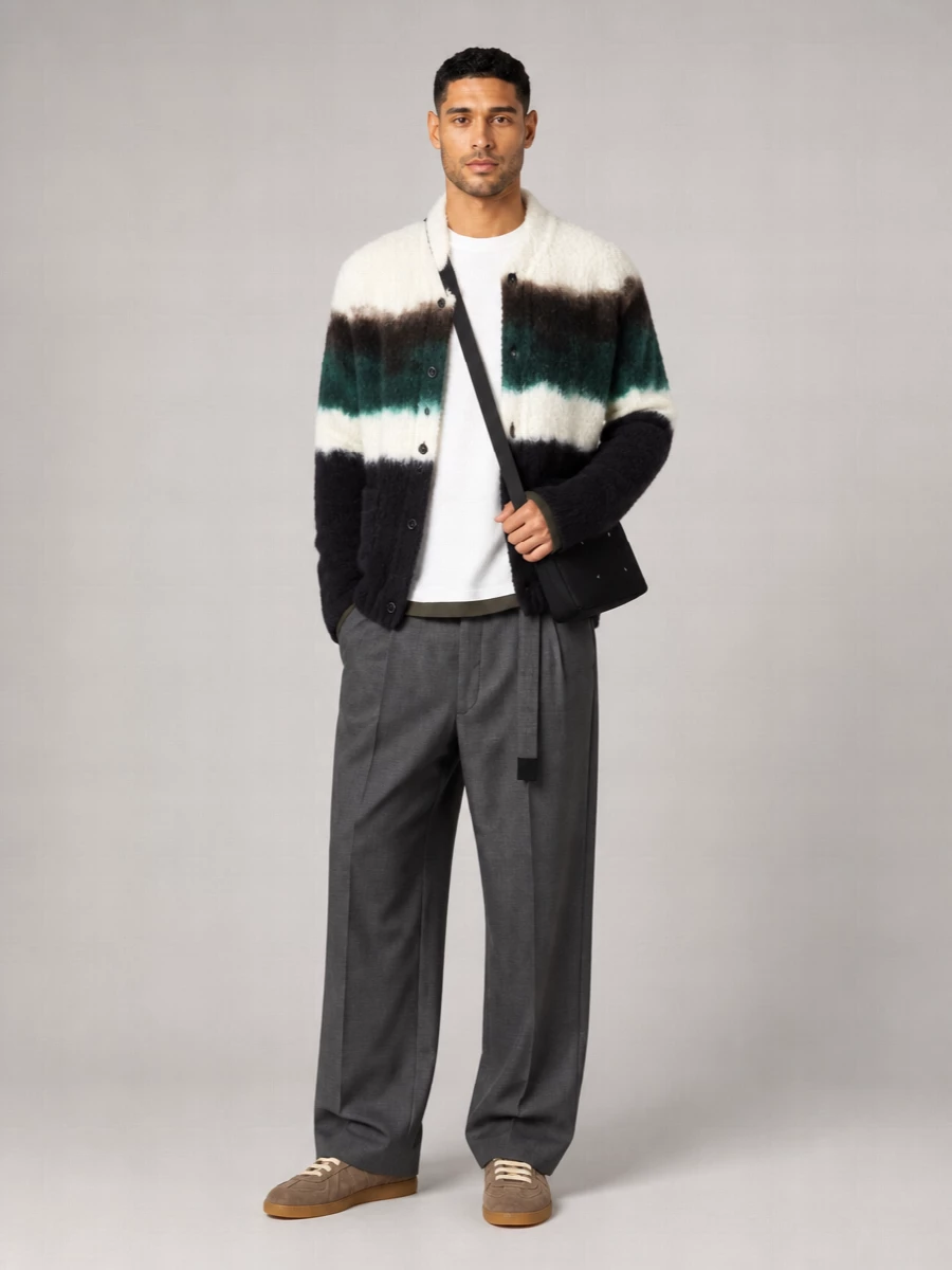 Sacai Wool Crewneck Knit Cardigan