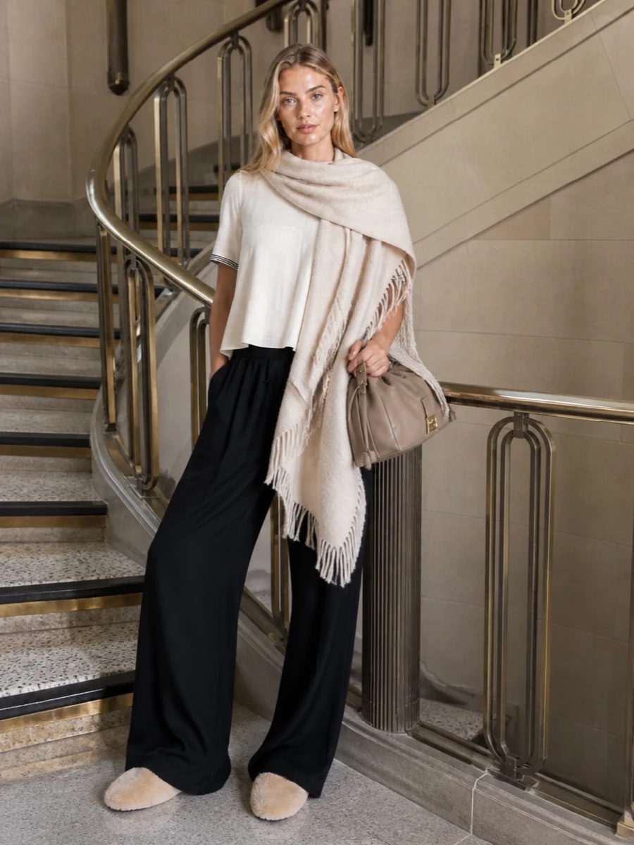 Fabiana filippi black wide leg pants ivory tee