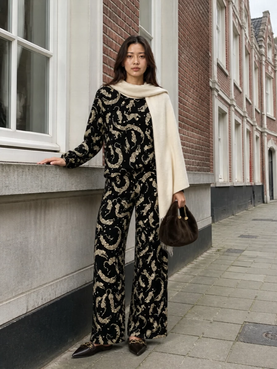 Forte forte leopard lounge set stella mccartney bag