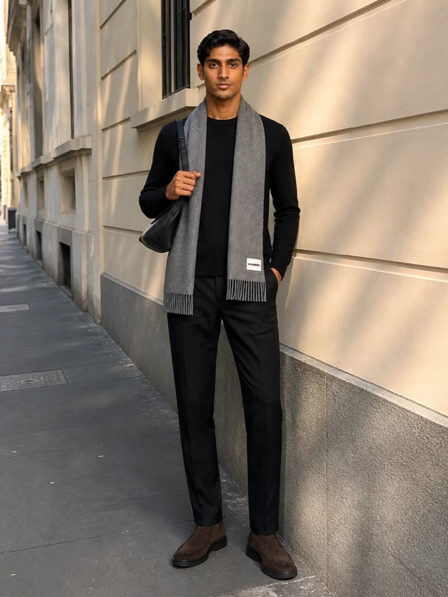 Zanone zegna black knit trouser outfit