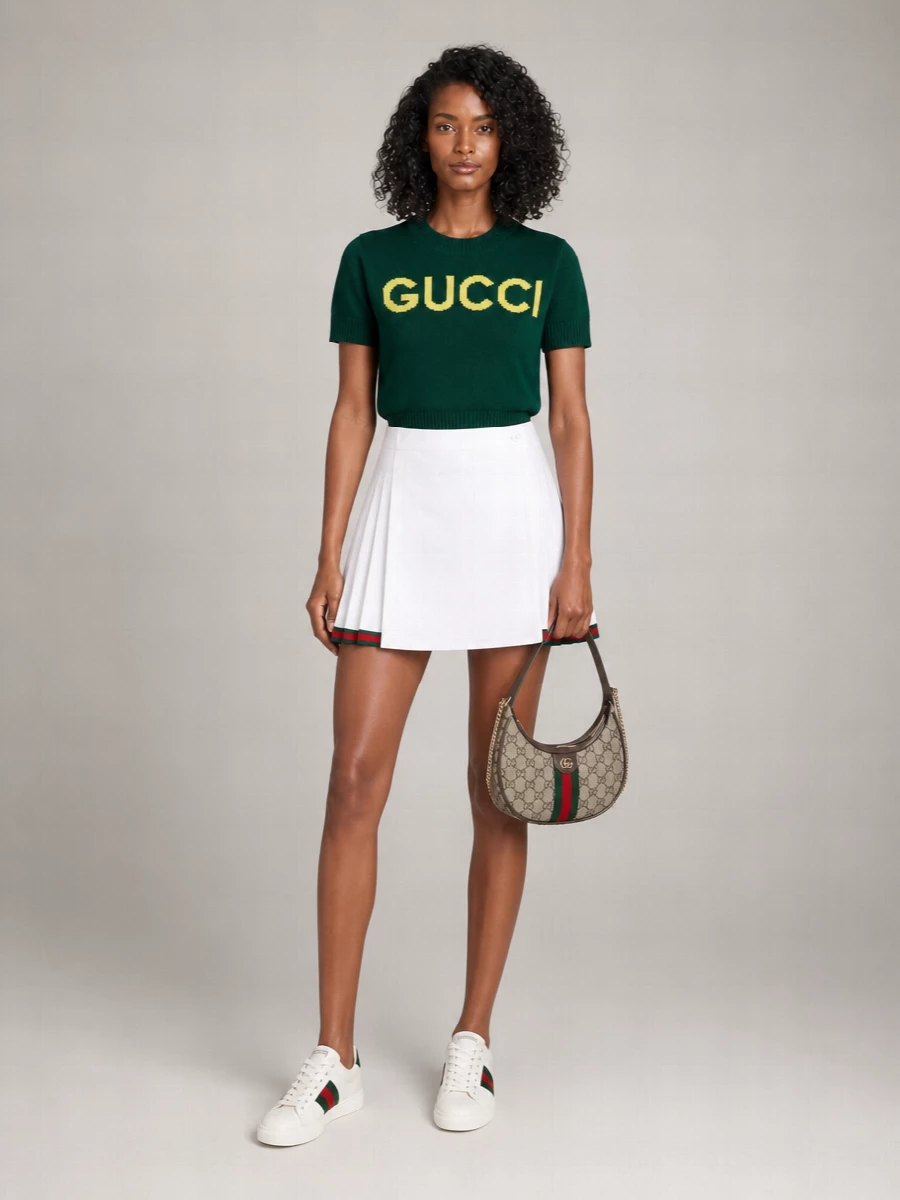 Gucci Wool Short-Sleeve Ribbed Crew-Neck Jumper