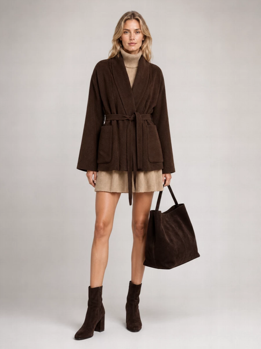 Uma Wang Virgin Wool Belted Cape