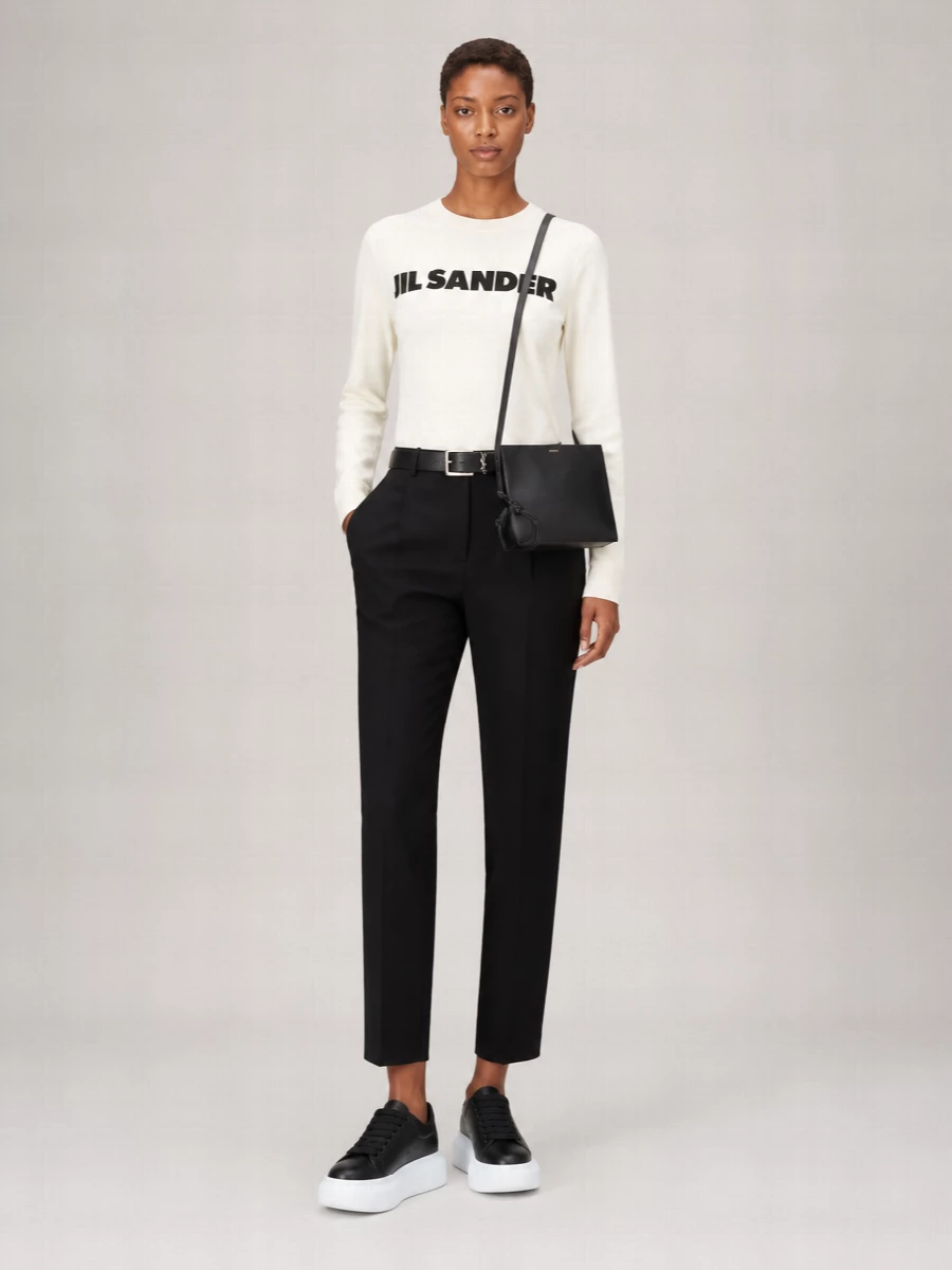 Jil Sander Ribbed Logo-Print Long-Sleeve T-Shirt